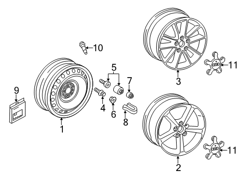 2017 Audi A3 Wheels, Covers & Trim Diagram 1