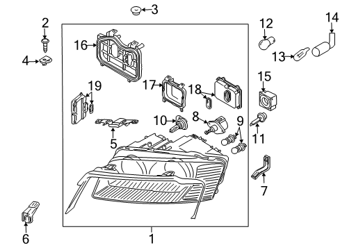 2006 Audi A8 Quattro Headlamps, Headlamp Washers/Wipers, Lighting Diagram 2