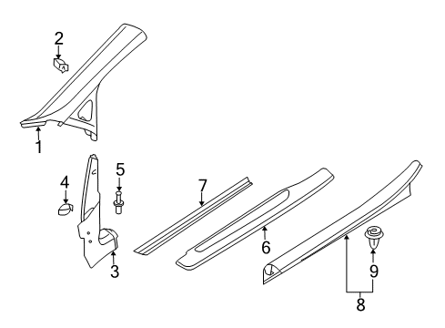 2014 Audi R8 Interior Trim - Pillars, Rocker & Floor Diagram 2