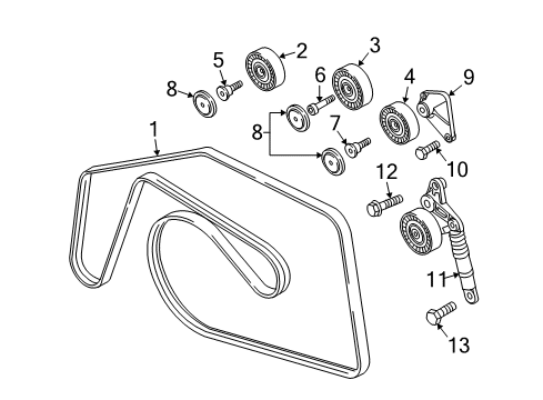 2009 Audi Q7 Serpentine Idler Pulley Diagram for 079-903-341-F