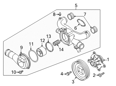 2015 Audi A8 Quattro Thermostat Unit Gasket Diagram for 07P-121-139