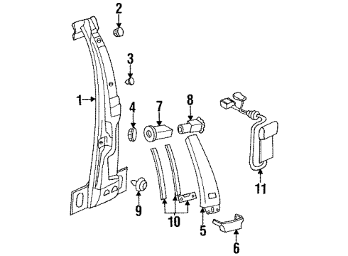 Audi 443-853-547-B Pillar Molding Insert