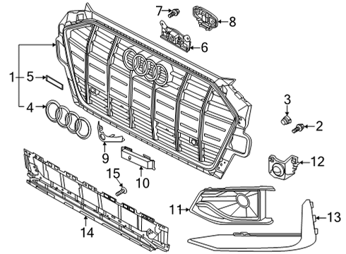 Audi 8W0-853-651-DP-BCL Grille 8W0-853-651-DP-BCL Audi Grille