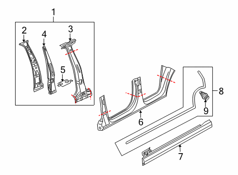 Audi 8R0-803-259-A Inner Reinforcement 8R0-803-259-A Audi Inner Reinforcement