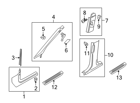 Audi 80A-868-171-4PK Upper Center Pillar Trim Cover 80A-868-171-4PK Audi Upper Center Pillar Trim Cover