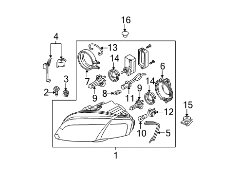 Audi 8E0-941-030-AB Composite Headlamp 8E0-941-030-AB Audi Composite Headlamp