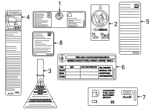 Audi 8P0-010-504-G Emission Label 8P0-010-504-G Audi Emission Label