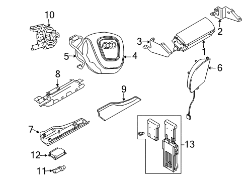 Audi 8H0-880-201-AQ-6PS Driver Inflator Module 8H0-880-201-AQ-6PS Audi Driver Inflator Module
