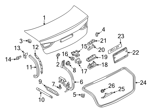 Audi 8V0-098-617-C Trunk Lid Hardware Kit 8V0-098-617-C Audi Trunk Lid Hardware Kit