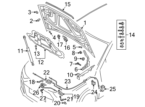 Audi 8V0-805-163 Hinge Cover Retainer Audi 8V0-805-163 Hinge Cover Retainer