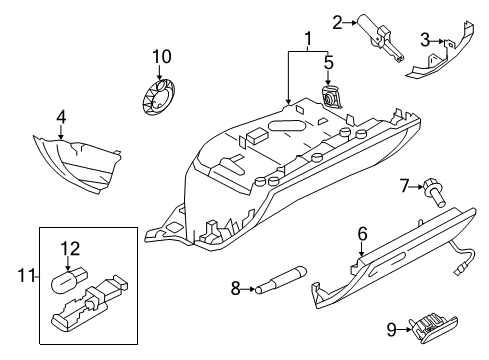 Audi 8R0-898-035 Glove Box Door Hardware Kit 8R0-898-035 Audi Glove Box Door Hardware Kit