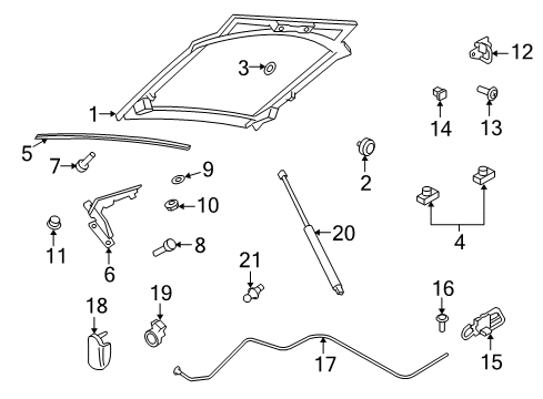 2011 Audi R8 Engine Lid & Components Diagram