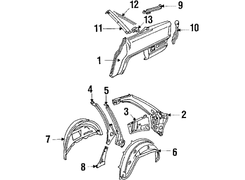 1988 Audi 5000 Quattro Quarter Panel & Components Diagram
