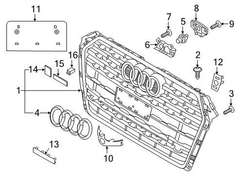 2019 Audi A4 Grille & Components Diagram