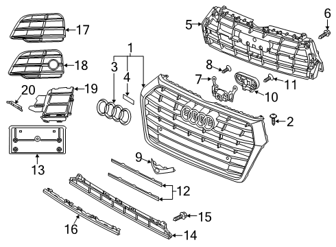 2018 Audi SQ5 Grille & Components Diagram