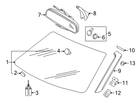 2013 Audi RS5 Glass - Windshield Diagram