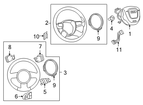 2006 Audi A3 Steering Wheel Diagram for 8P0-419-091-DK-TNA