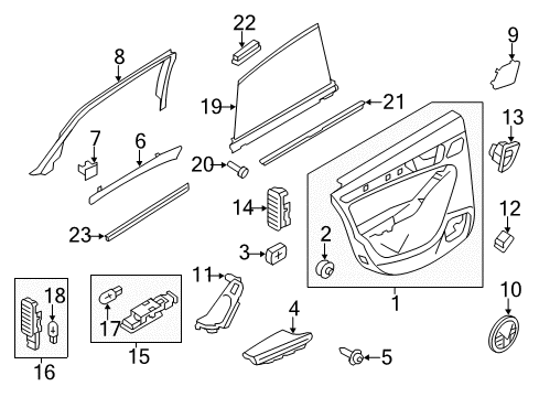 2012 Audi Q5 Interior Trim - Rear Door Diagram