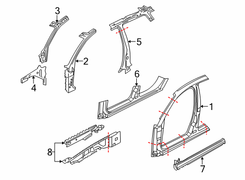 2002 Audi A4 Quattro Hinge Pillar Diagram 2
