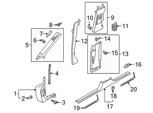 2020 Audi e-tron Sportback Upper Center Pillar Trim Diagram for 4KE-867-243-B-3FW