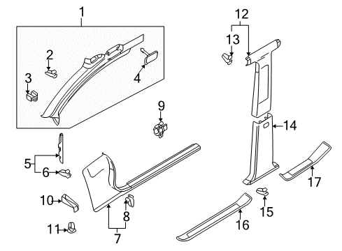2004 Audi S4 Interior Trim - Pillars Diagram 2