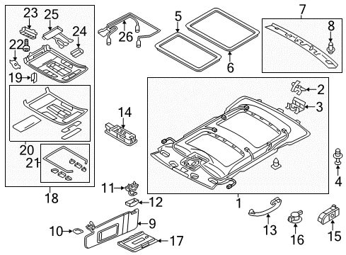 2012 Audi A8 Quattro Interior Trim - Roof Diagram