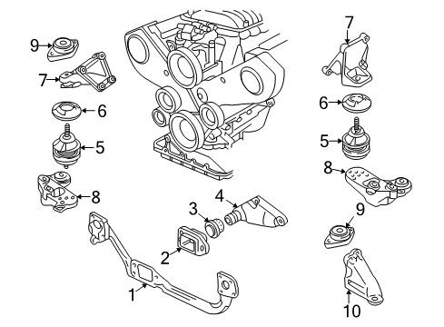2000 Audi A4 Engine & Trans Mounting Diagram 6