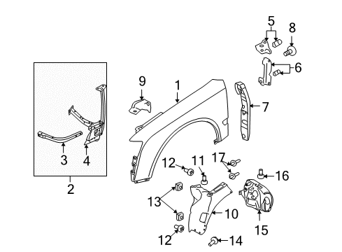 2010 Audi A8 Quattro Fender & Components Diagram