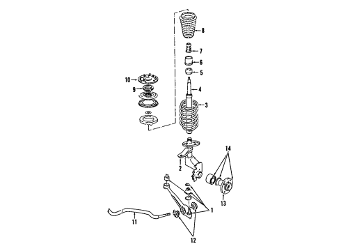 1991 Audi 200 Stabilizer Bar & Components Diagram