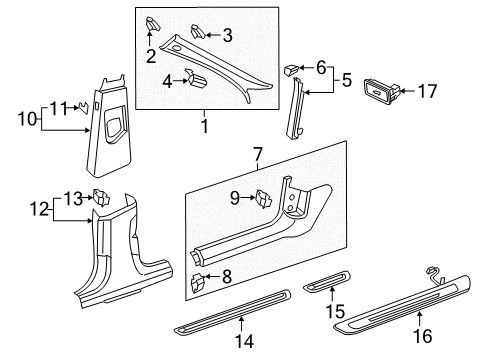 2017 Audi A7 Quattro Interior Trim - Pillars Diagram