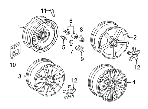 2016 Audi A3 Wheel Covers & Trim Diagram