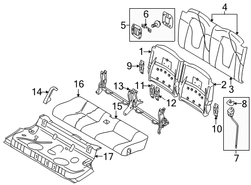 2011 Audi TT Quattro Rear Seat Components Diagram