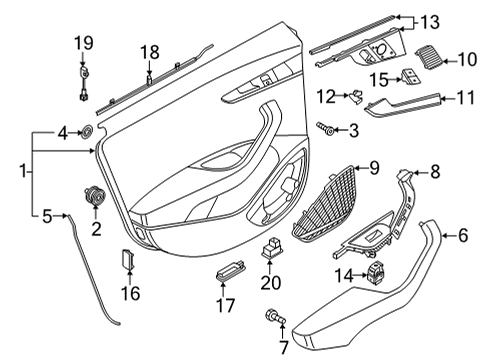 2025 Audi RS5 Sportback Interior Trim - Rear Door Diagram