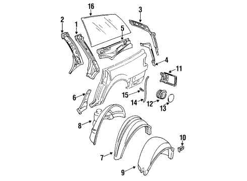 1995 Audi A6 Quattro Inner Structure - Quarter Panel Diagram
