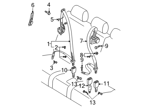 2010 Audi Q7 Rear Seat Belts Diagram