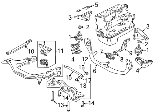 2004 Audi A4 Engine & Trans Mounting Diagram