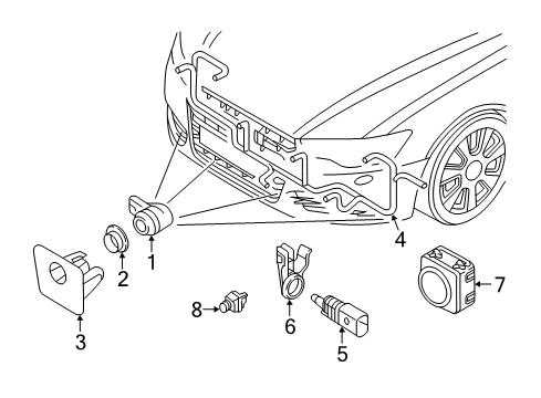2018 Audi A6 Quattro Electrical Components - Front Bumper Diagram