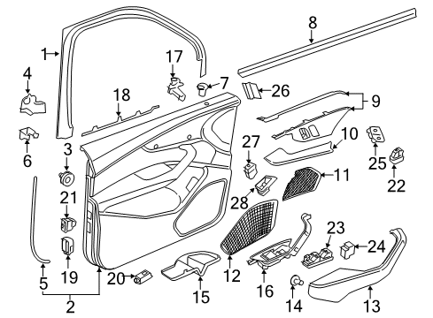 2024 Audi A4 allroad Interior Trim - Front Door Diagram