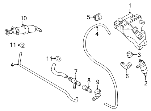 2011 Audi TT Quattro Wiper & Washer Components Diagram