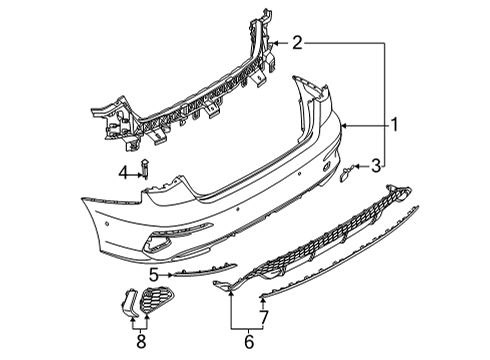 2022 Audi S3 Bumper Cover Diagram for 8Y5-807-067-E-GRU