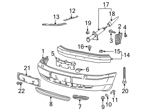 1997 Audi A8 Bumper & Components - Front Diagram
