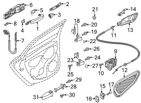 2016 Audi A3 Sportback e-tron Rear Door - Lock & Hardware Diagram