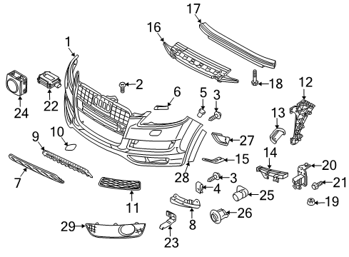 2014 Audi Q7 Outer Grille Diagram for 4L0-807-697-B-01C