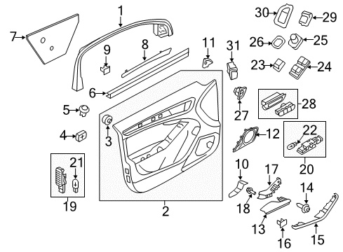 2013 Audi A4 Interior Trim - Front Door Diagram