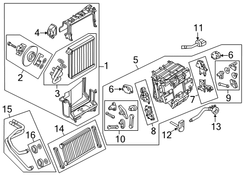 2016 Audi A6 A/C Evaporator & Heater Components Diagram