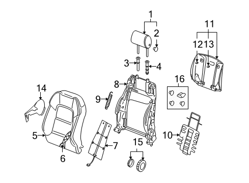 2008 Audi A3 Quattro Headrest Diagram for 8P0-881-901-BG-2U5