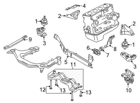 2009 Audi A4 Engine & Trans Mounting Diagram