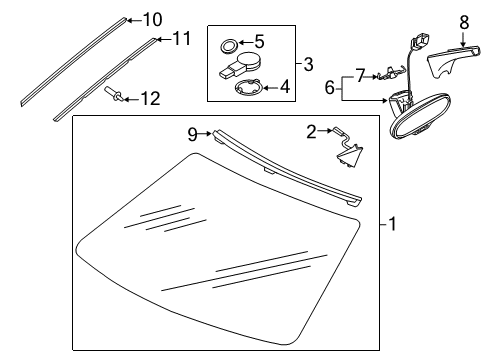 2019 Audi S3 Glass - Windshield Diagram