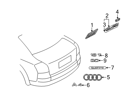 2003 Audi A4 Exterior Trim - Lift Gate Diagram