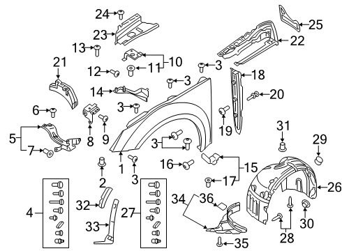 2021 Audi TT Quattro Fender & Components Diagram